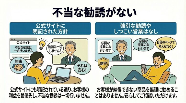 不当な勧誘がない