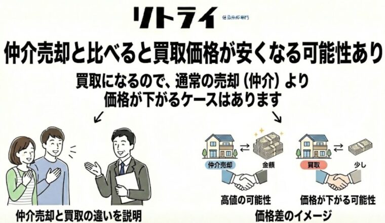 仲介売却と比べると買取価格が安くなる可能性あり
